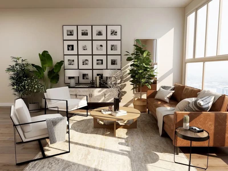 Pristine living room and hardwood floors